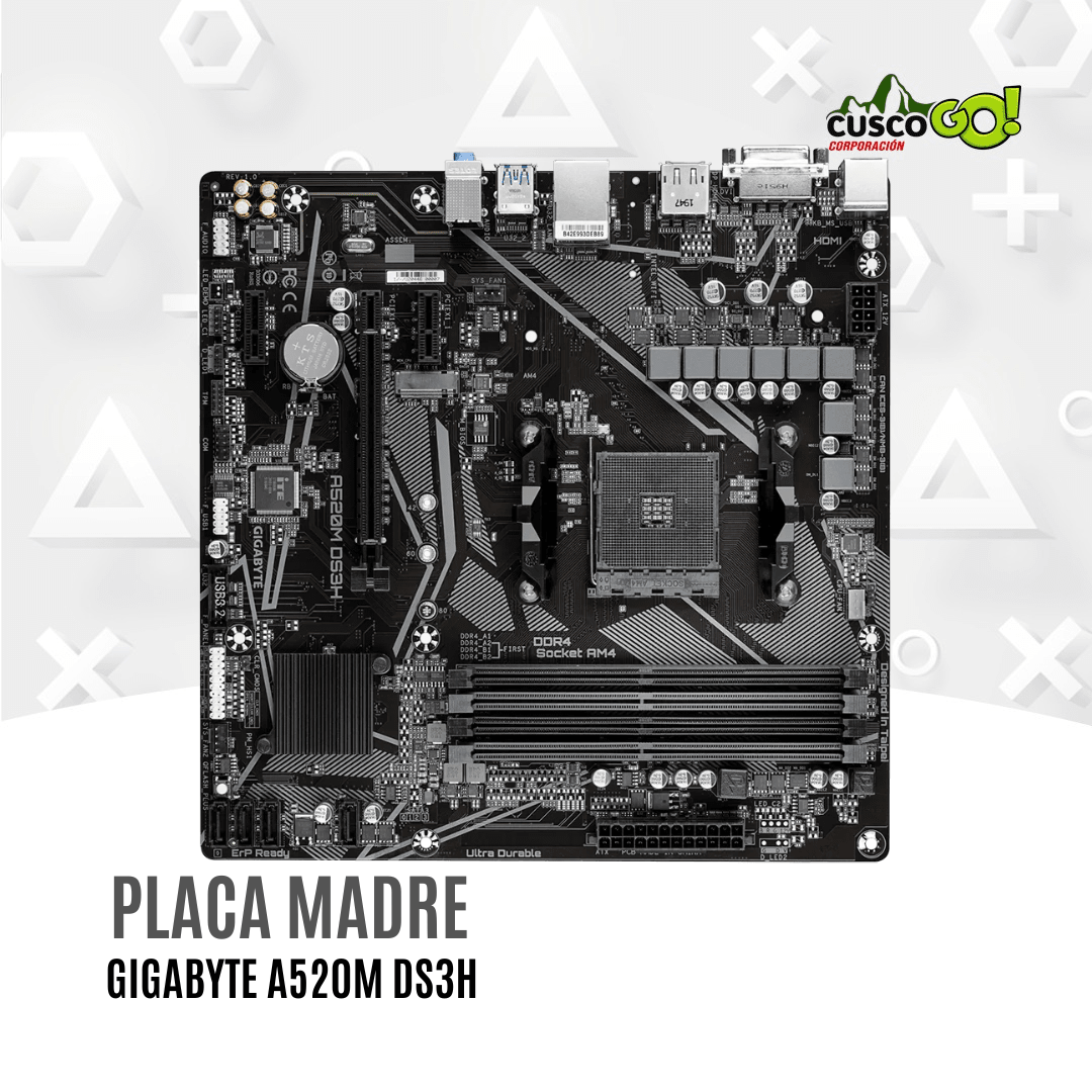 PLACA MADRE GIGABYTE A520M DS3H V2 SVL(REV. 1.0), AM4, DDR4, HDMI, DVI-D, DP, HD AUDIO.3