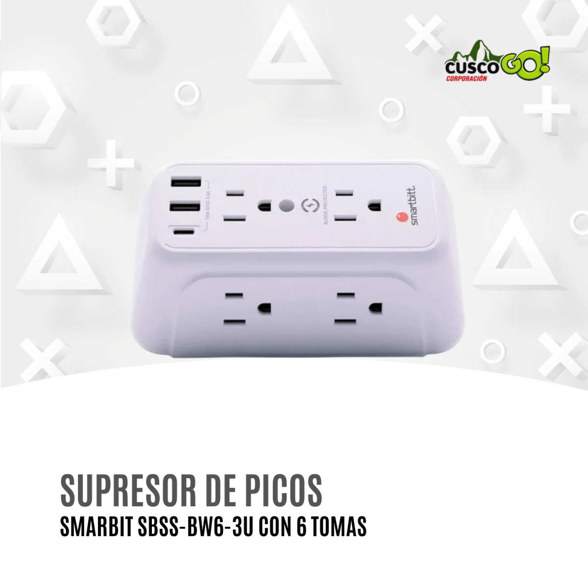 Supresor de Picos Smarbitt SBSS-BW6-3U 6 Tomas USB-A y USB-C2