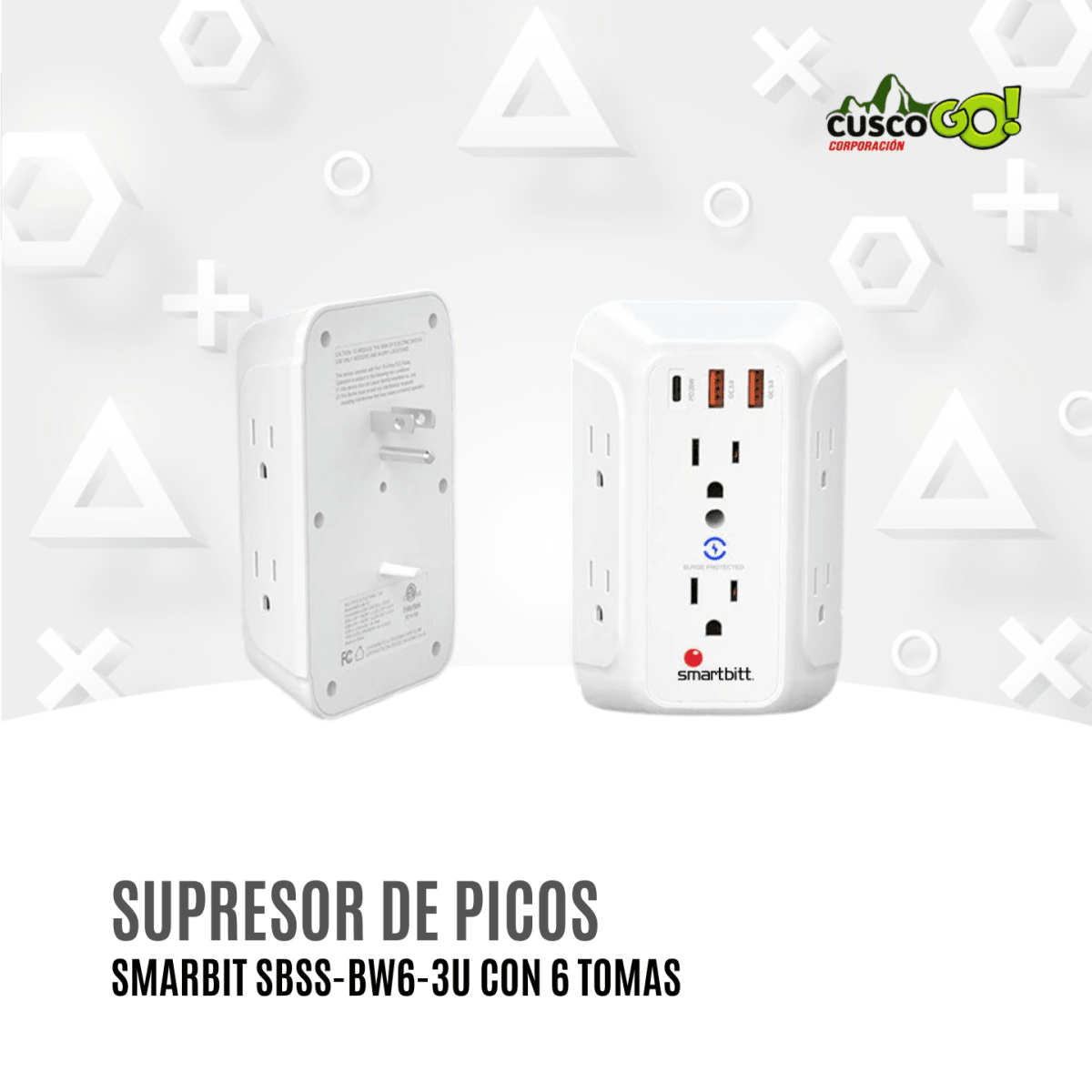 Supresor de Picos Smarbitt SBSS-BW6-3U 6 Tomas USB-A y USB-C3
