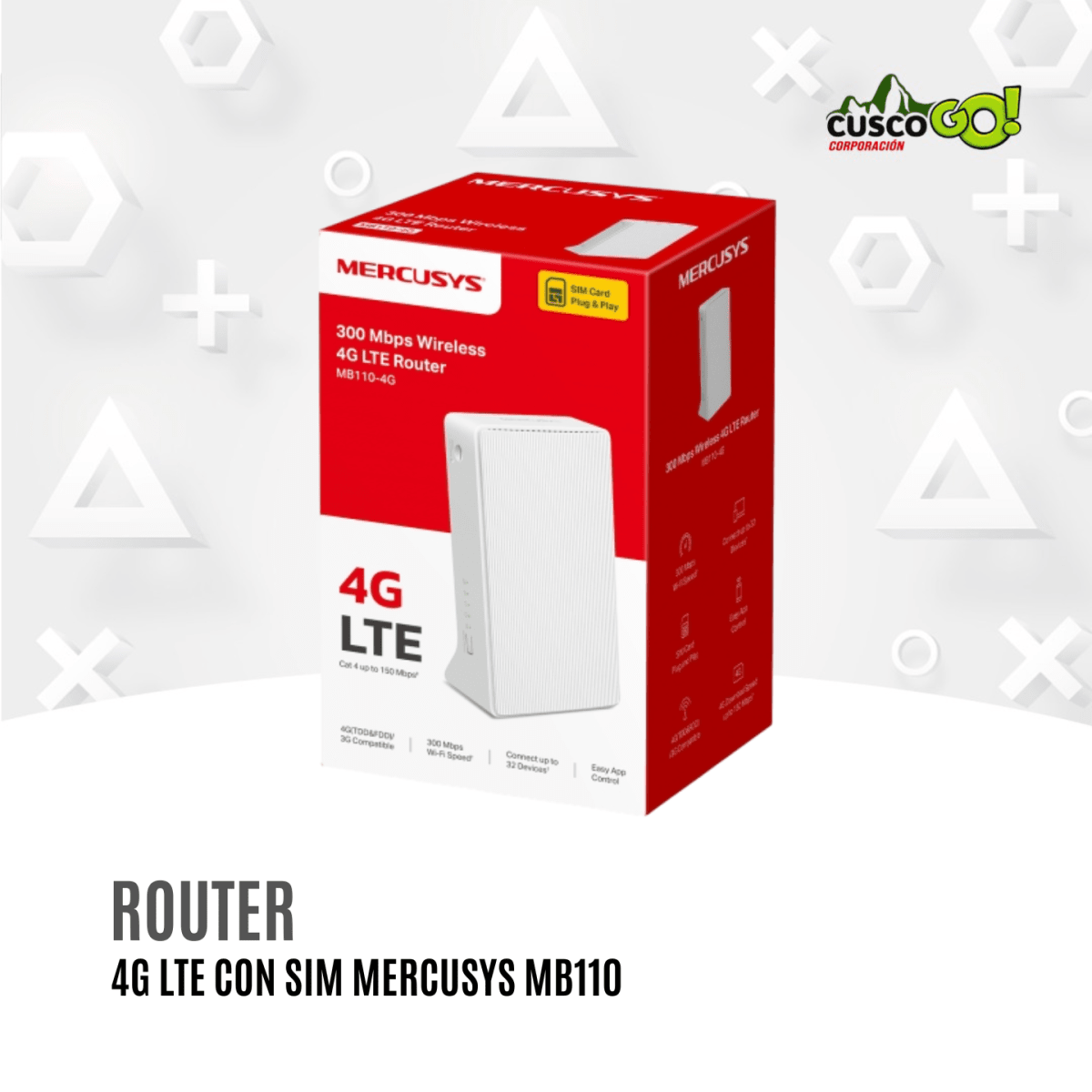 Router 4G LTE con SIM Mercusys MB110-4G N3003