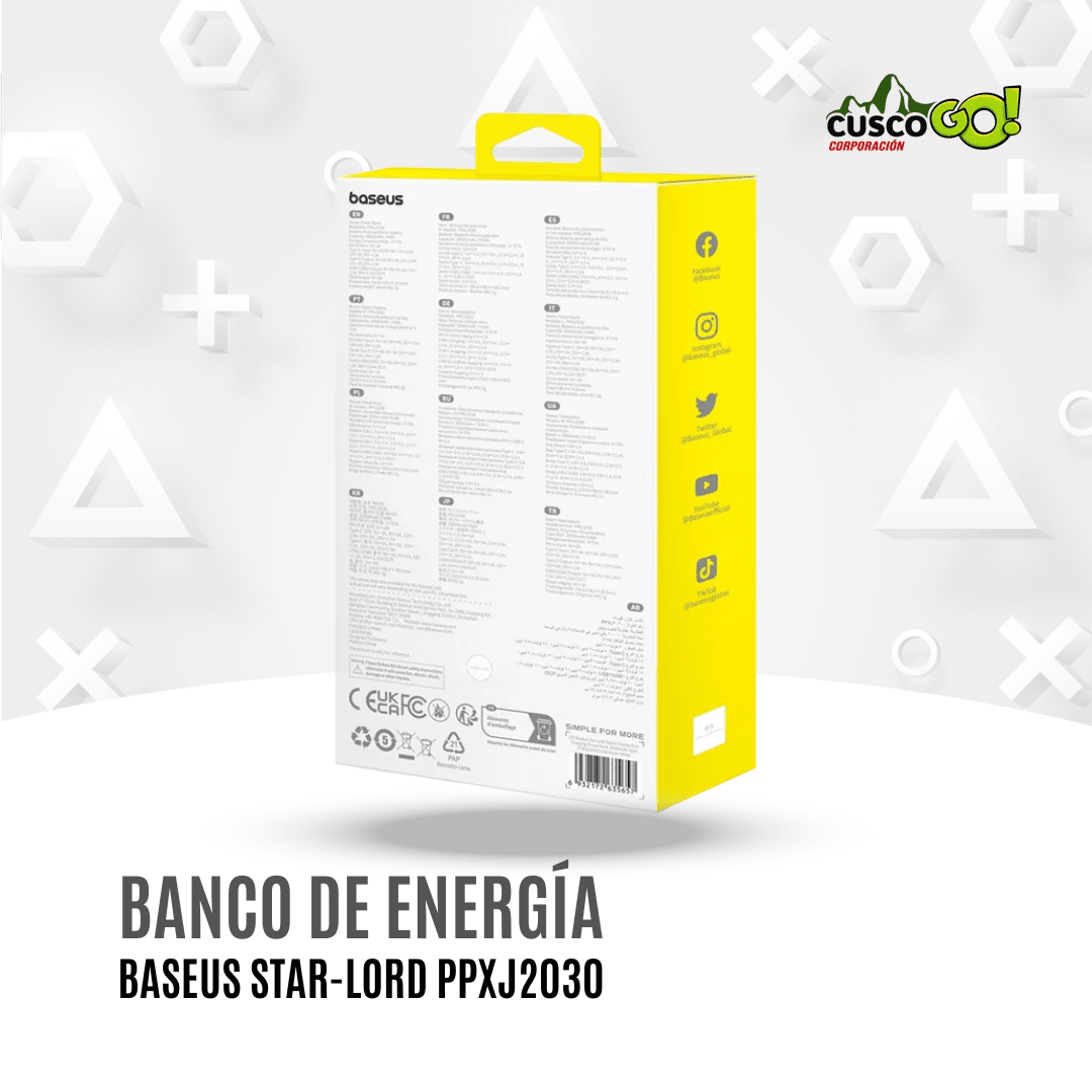 POWER BANK BASEUS STAR-LORD CON PANTALLA DIGITAL DE CARGA RÁPIDA DE 20 000 MAH Y 30 W5