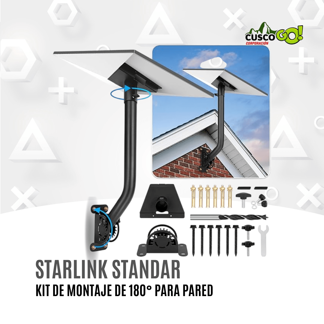 KIT DE MONTAJE STARLINK GEN 3 AJUSTABLE DE 180° PARA PARED (PIVOTEABLE) 0