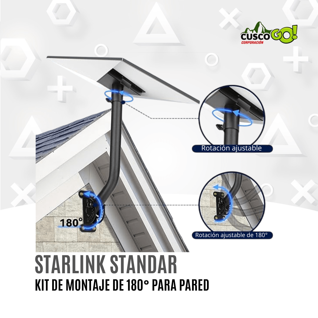 KIT DE MONTAJE STARLINK GEN 3 AJUSTABLE DE 180° PARA PARED (PIVOTEABLE)2