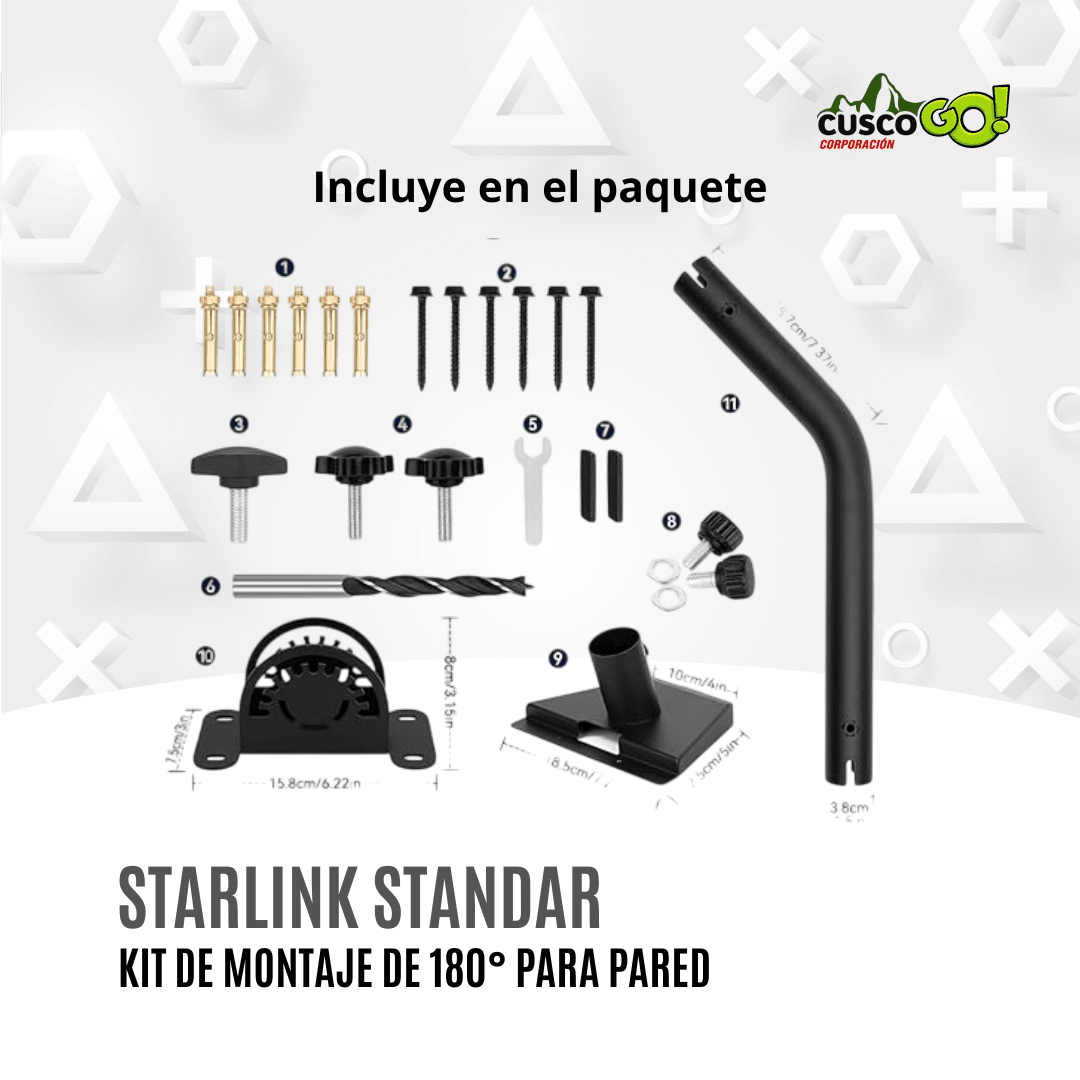 KIT DE MONTAJE STARLINK GEN 3 AJUSTABLE DE 180° PARA PARED (PIVOTEABLE)3