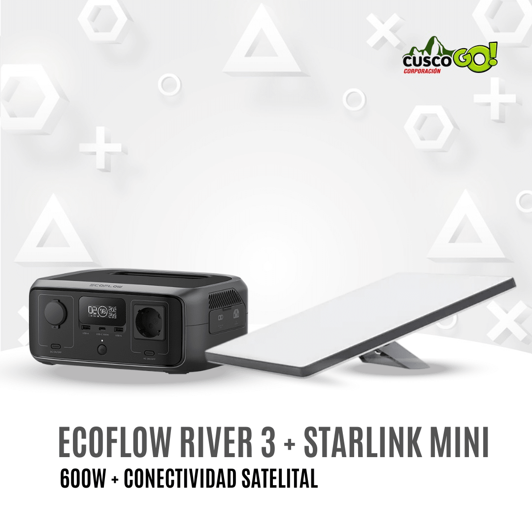 Combo EcoFlow River 3 (600W) + Starlink Mini – Energía portátil y conectividad satelital 0