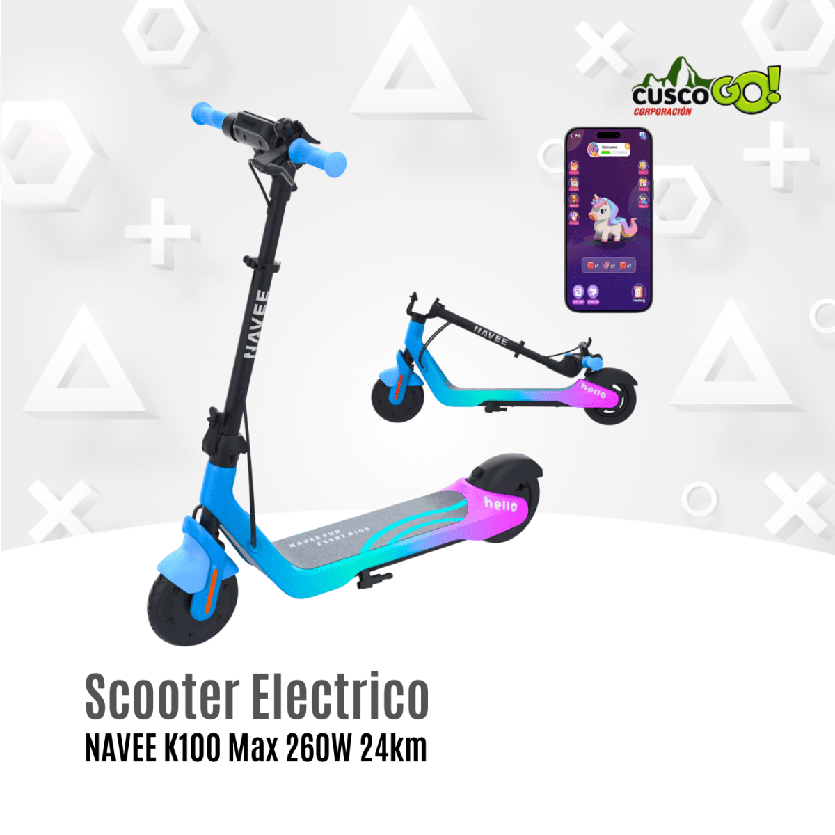 Scooter Eléctrico para Niños NAVEE K100 Max 260W 24km3