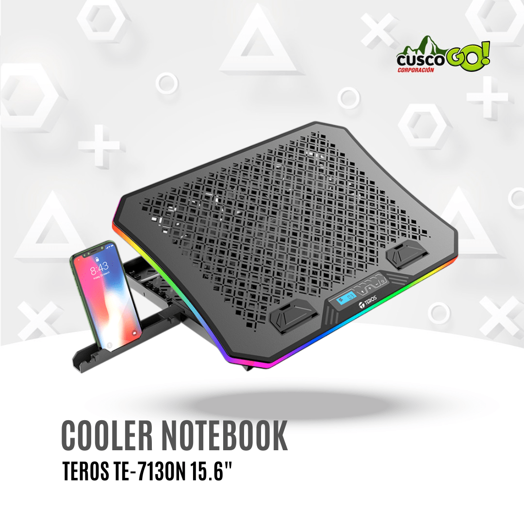 Cooler para laptop Teros TE-7130N 3 ventiladores RGB hasta 19 pulgadas 0
