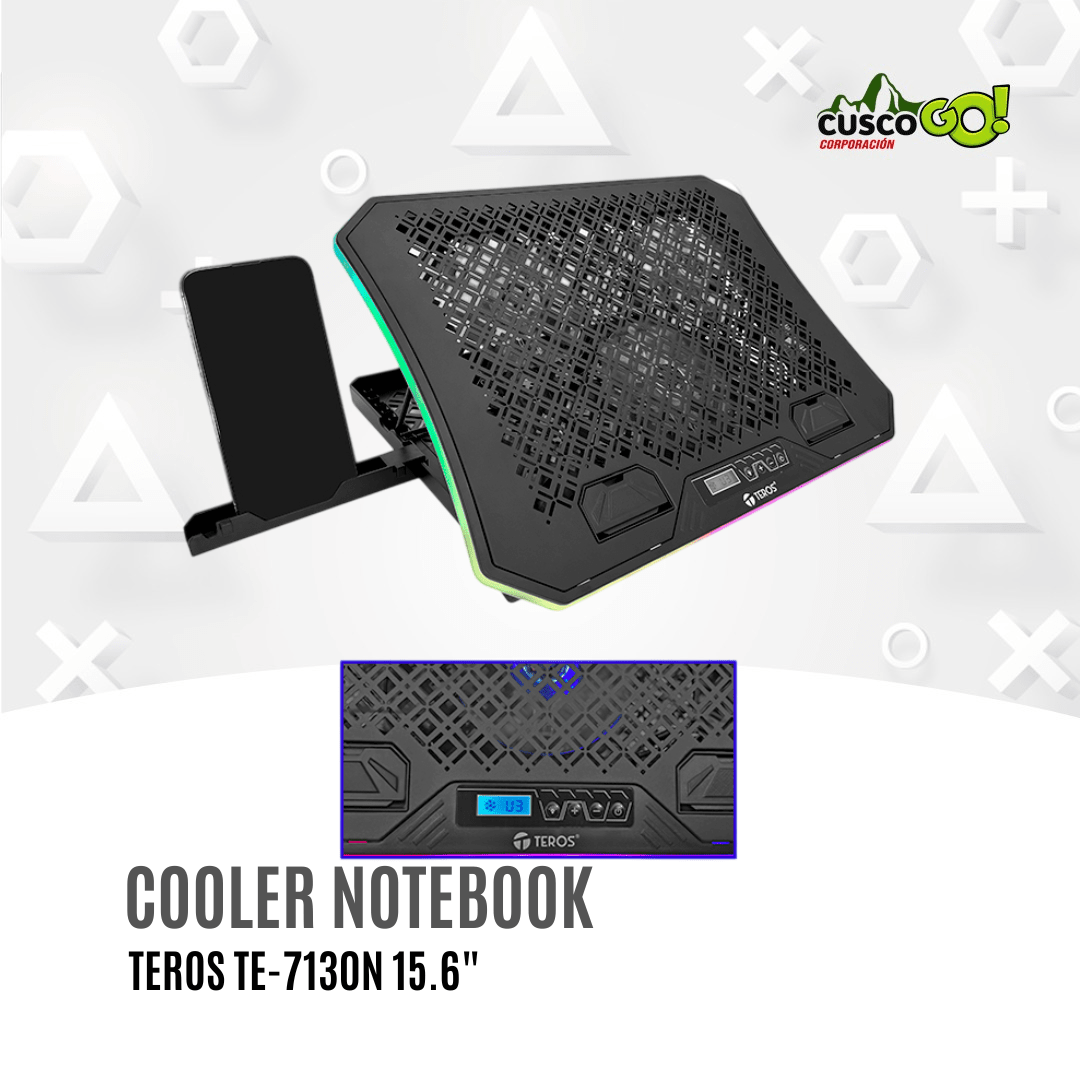 Cooler para laptop Teros TE-7130N 3 ventiladores RGB hasta 19 pulgadas4