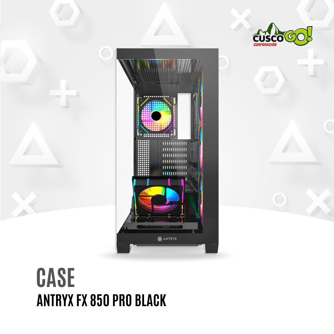 Case Antryx FX 850 Pro Black Mid Tower ARGB con 5 Ventiladores y USB C2