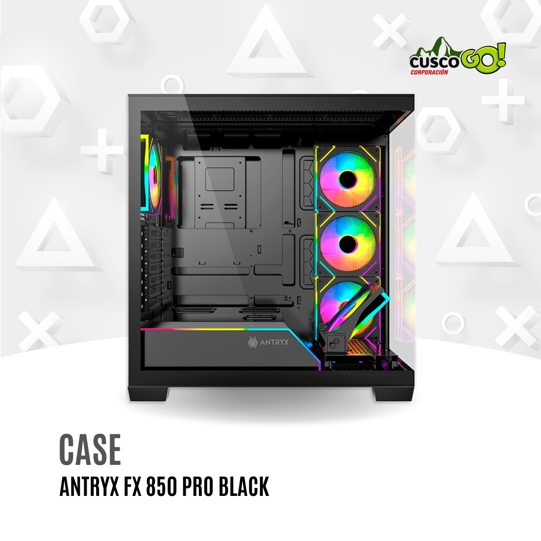 Case Antryx FX 850 Pro Black Mid Tower ARGB con 5 Ventiladores y USB C3