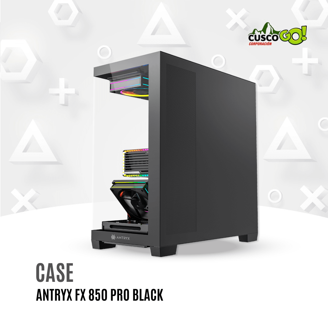 Case Antryx FX 850 Pro Black Mid Tower ARGB con 5 Ventiladores y USB C4
