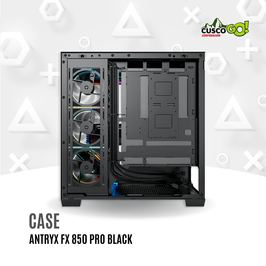 Case Antryx FX 850 Pro Black Mid Tower ARGB con 5 Ventiladores y USB C5