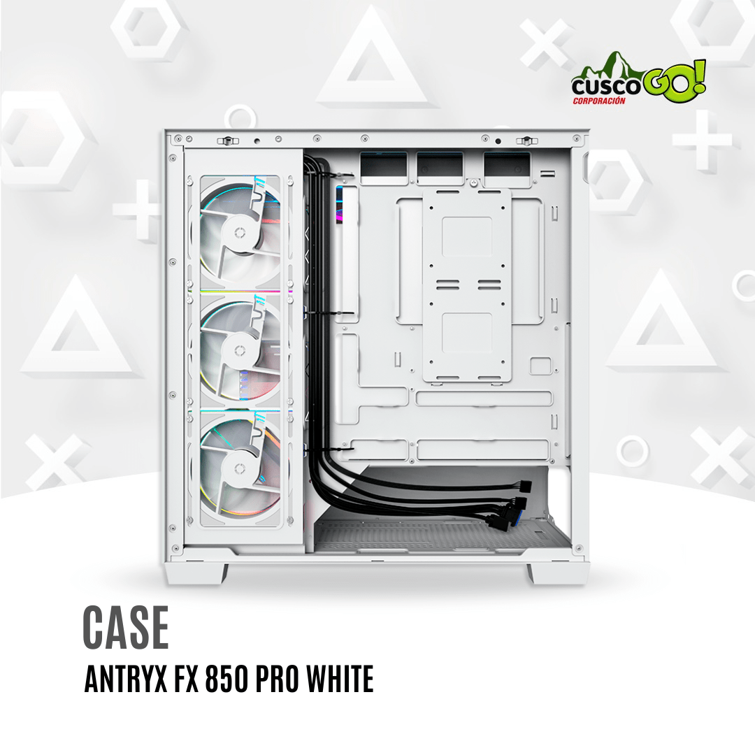 Case Antryx FX 850 Pro White Mid Tower Infinity ARGB con 5 Ventiladores5