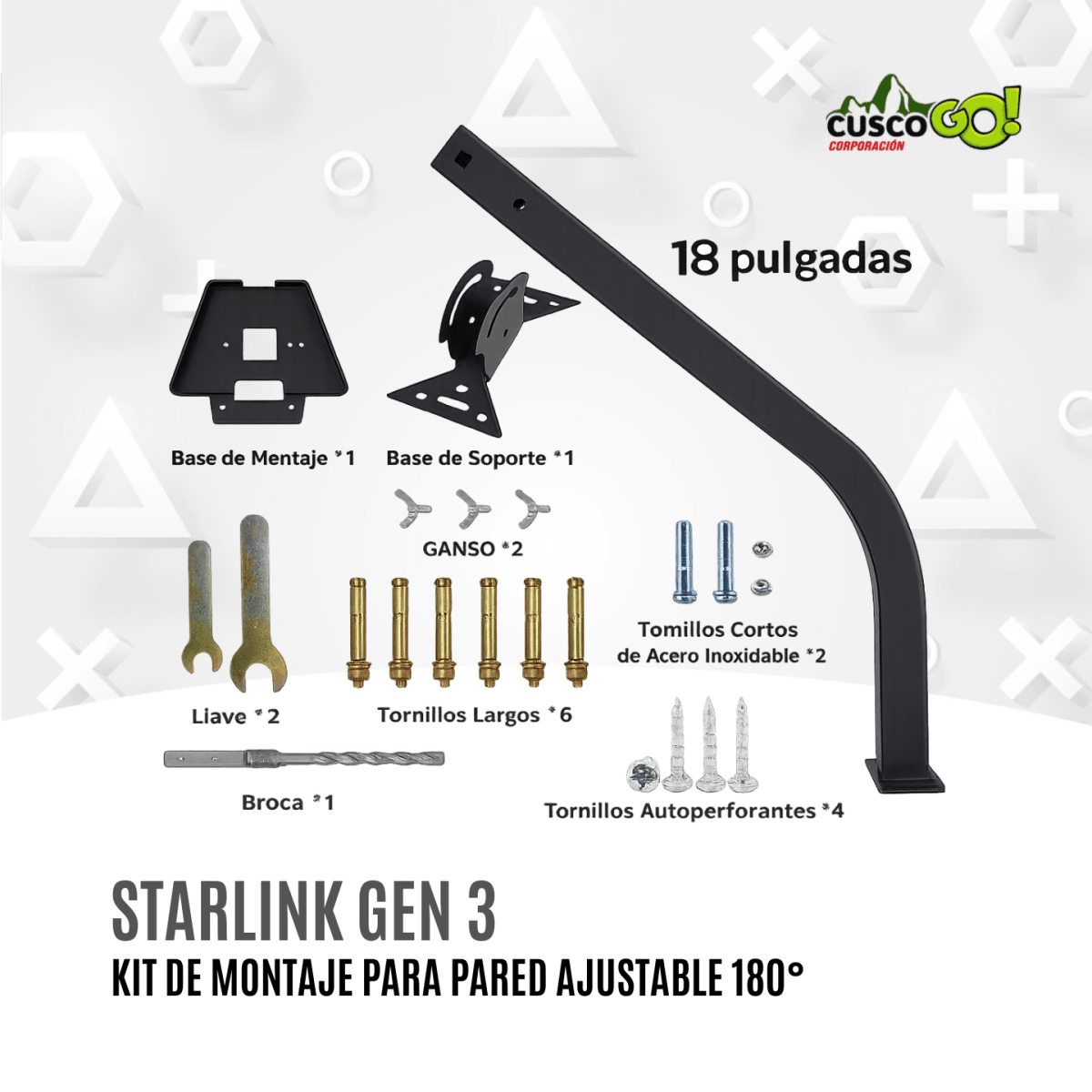 Kit de Montaje en Pared Starlink Gen 3 con Adaptador de Tubo4
