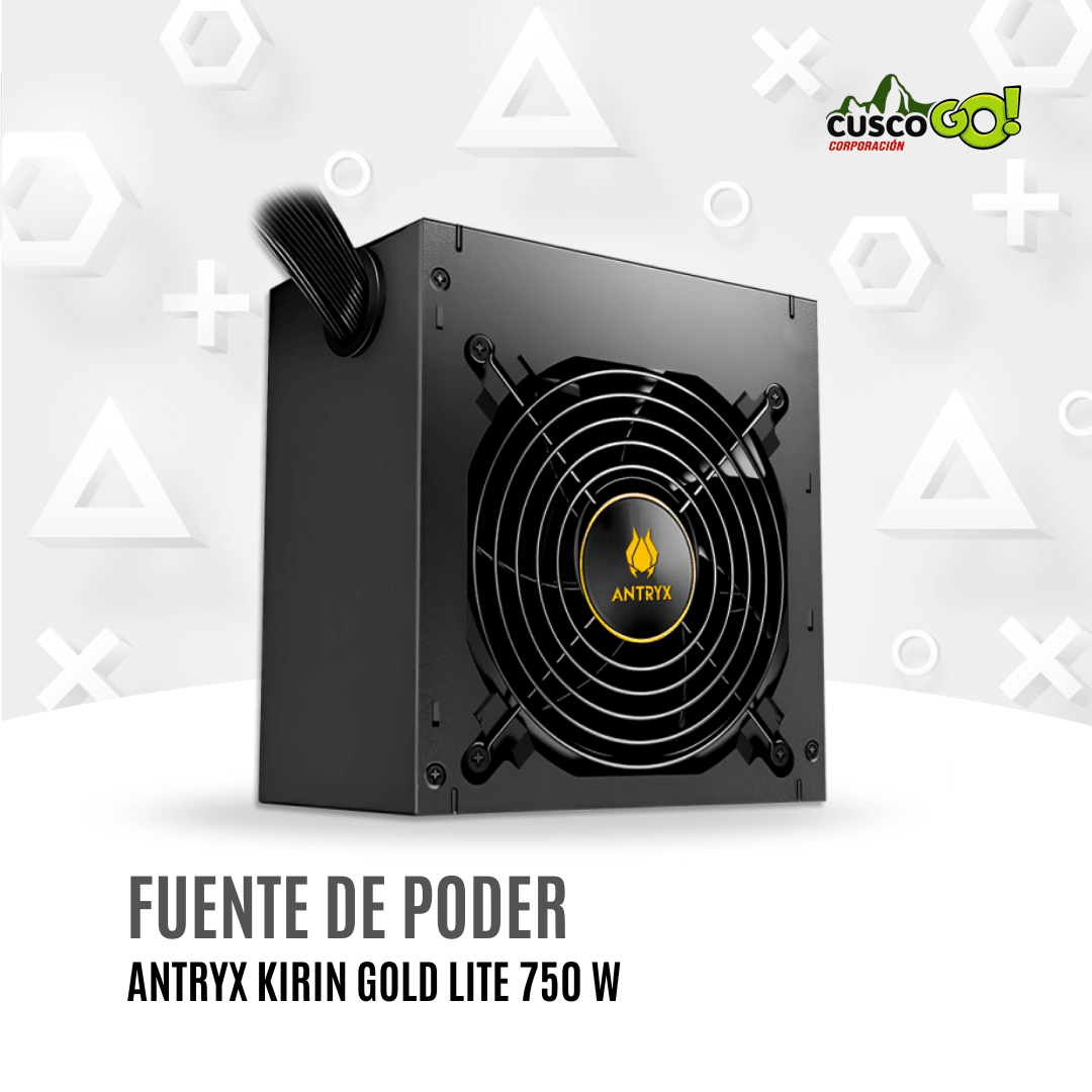 Fuente de poder ATX 750W certificada 80 Plus Gold Antryx Kirin Gold Lite3