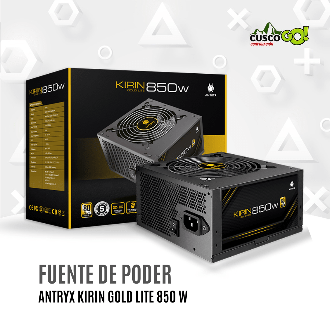 Fuente de poder ATX 850W certificada 80 Plus Gold Antryx Kirin Gold Lite 0