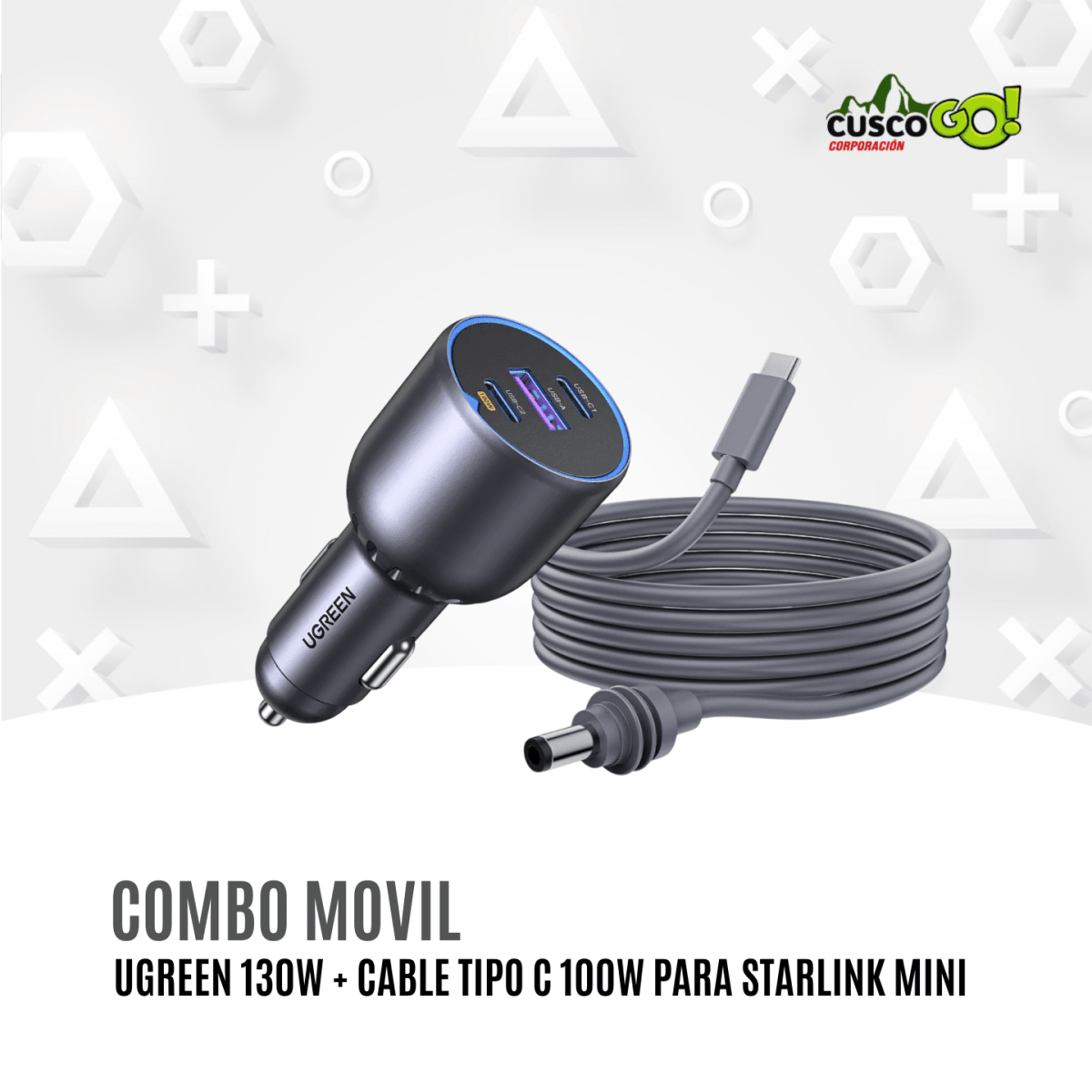Combo UGREEN 130W para Starlink Mini con Cable USB-C PD 100W2