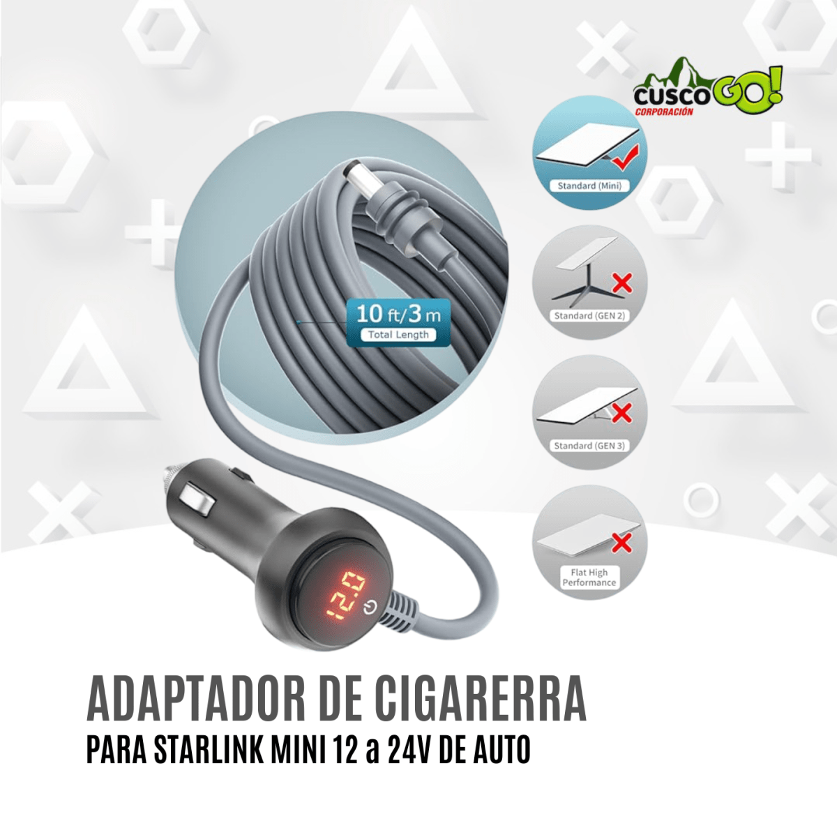 Adaptador de Cigarrera para Starlink Mini 12V–24V del Auto2