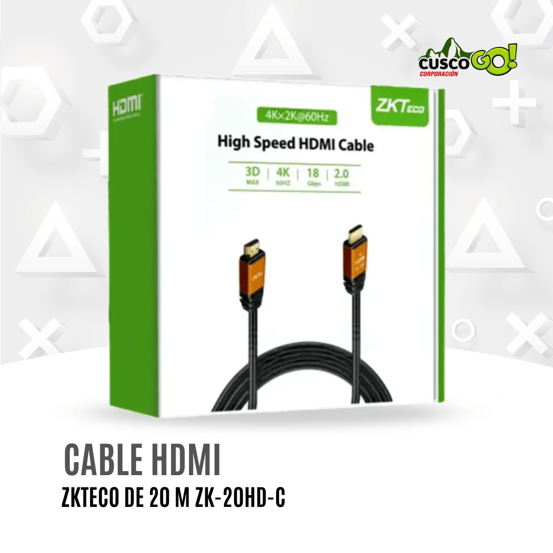 Cable HDMI ZKTeco ZK-20HD-C 20m alta velocidad 0