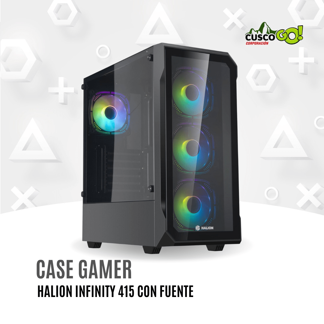 Case Gamer Halion Infinity 415 Vidrio con filtro y fuente 600W 0