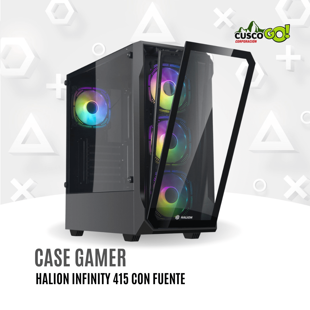 Case Gamer Halion Infinity 415 Vidrio con filtro y fuente 600W2