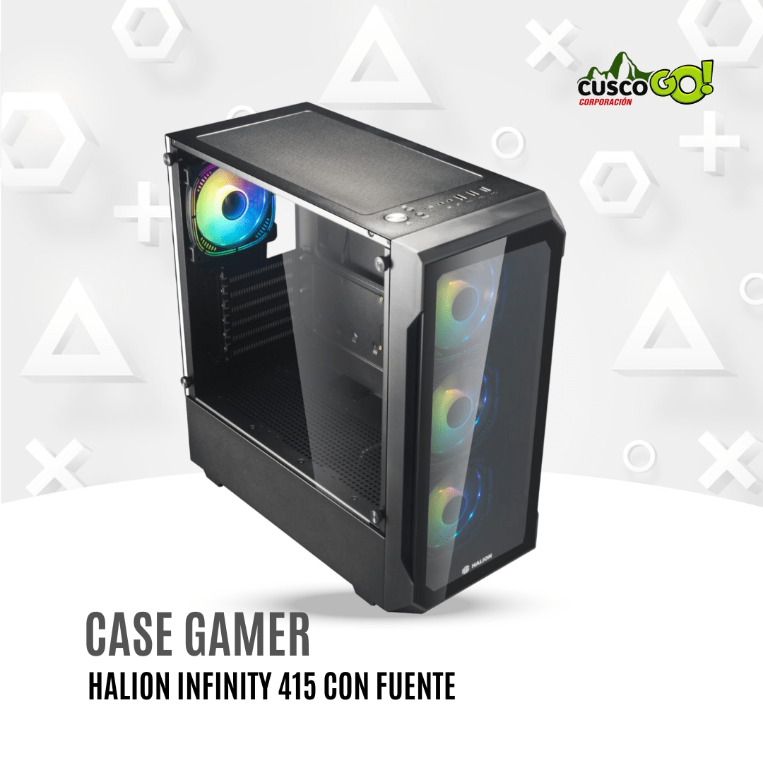 Case Gamer Halion Infinity 415 Vidrio con filtro y fuente 600W3