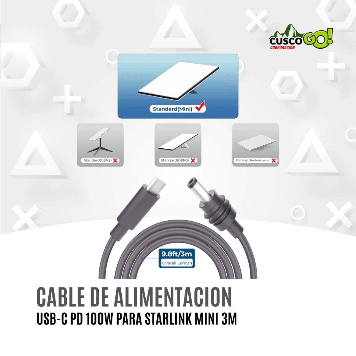 Cable de Alimentación USB-C PD 100W para Starlink Mini4