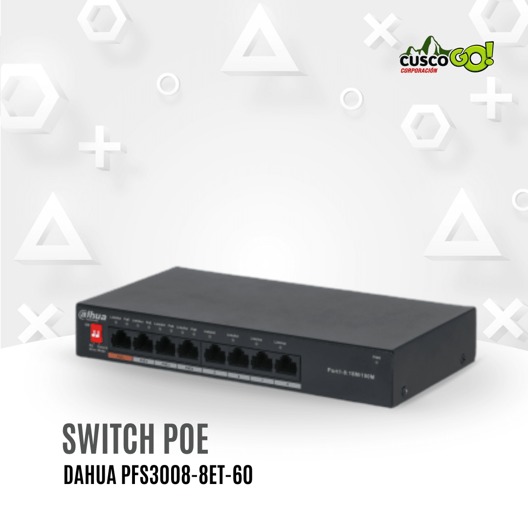 Switch de Red Dahua 8 Puertos con 4 Puertos PoE PFS3008-8ET-60 0