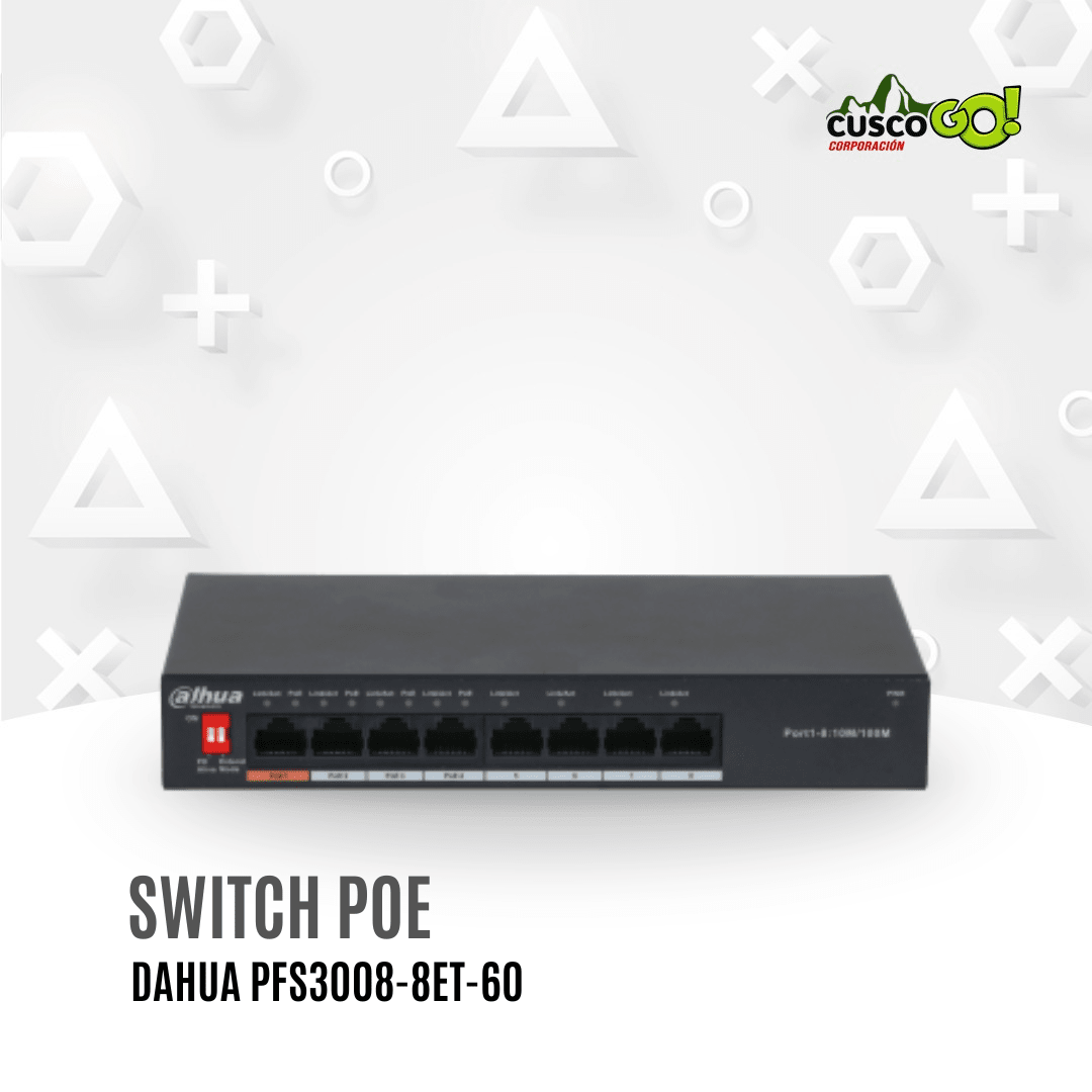 Switch de Red Dahua 8 Puertos con 4 Puertos PoE PFS3008-8ET-603