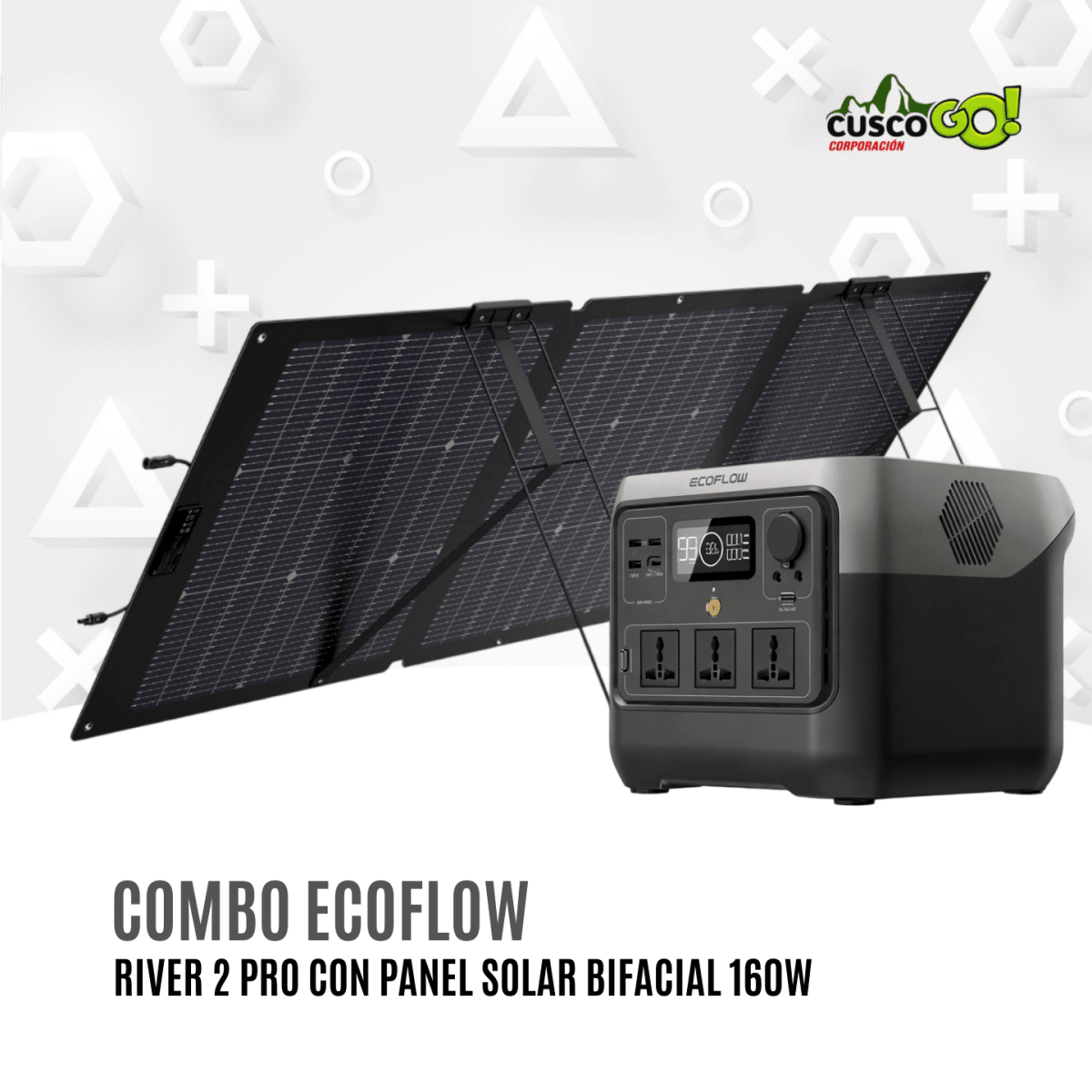 Combo EcoFlow River 2 Pro con Panel Solar Bifacial 160W2