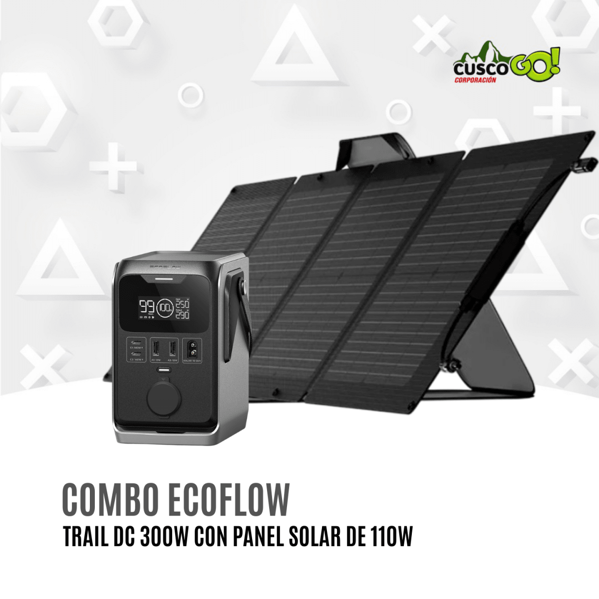 Combo EcoFlow Trail DC 300 con Panel Solar Portátil 110W 0