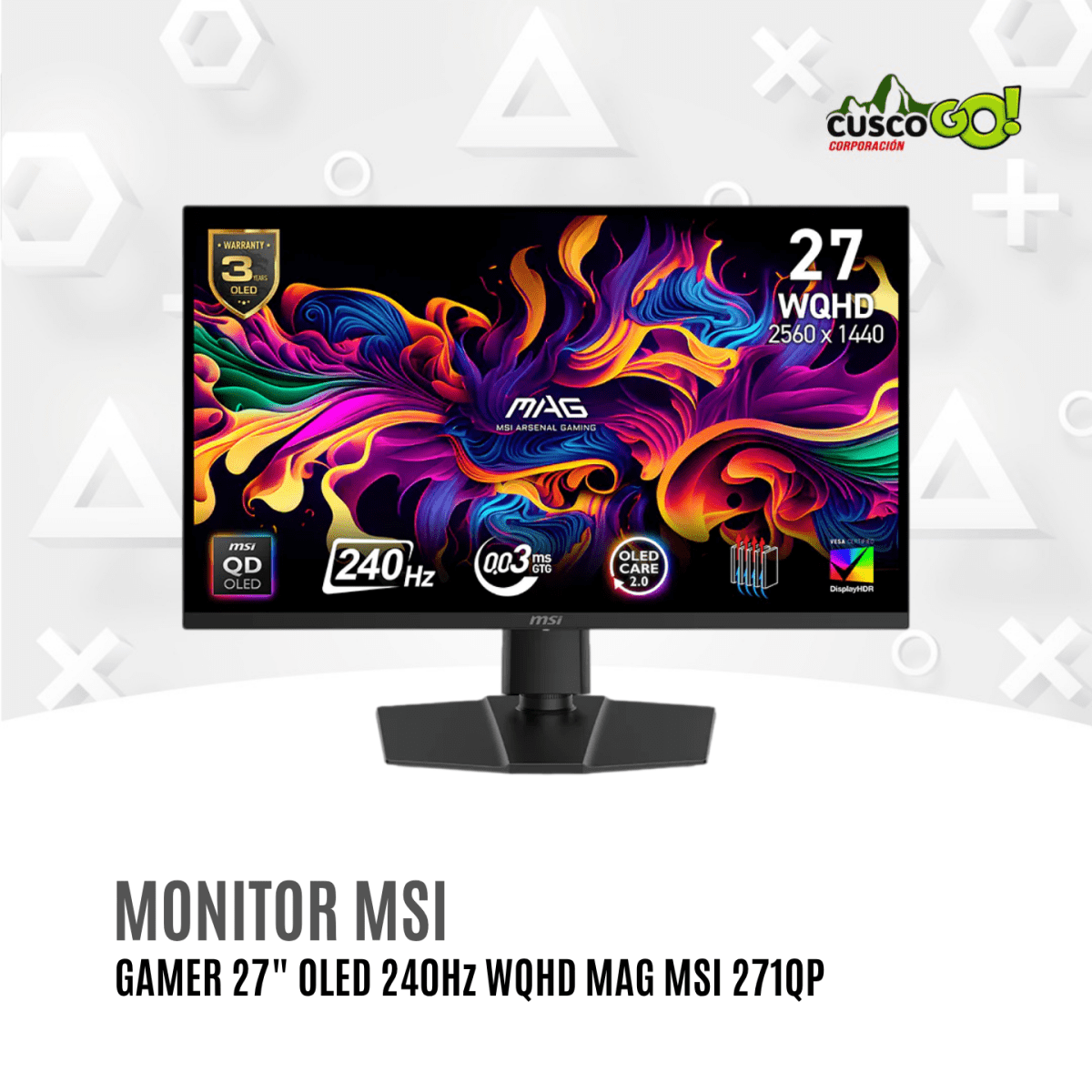 Monitor Gamer MSI 27 Pulgadas OLED 240Hz WQHD MAG 271QP 0