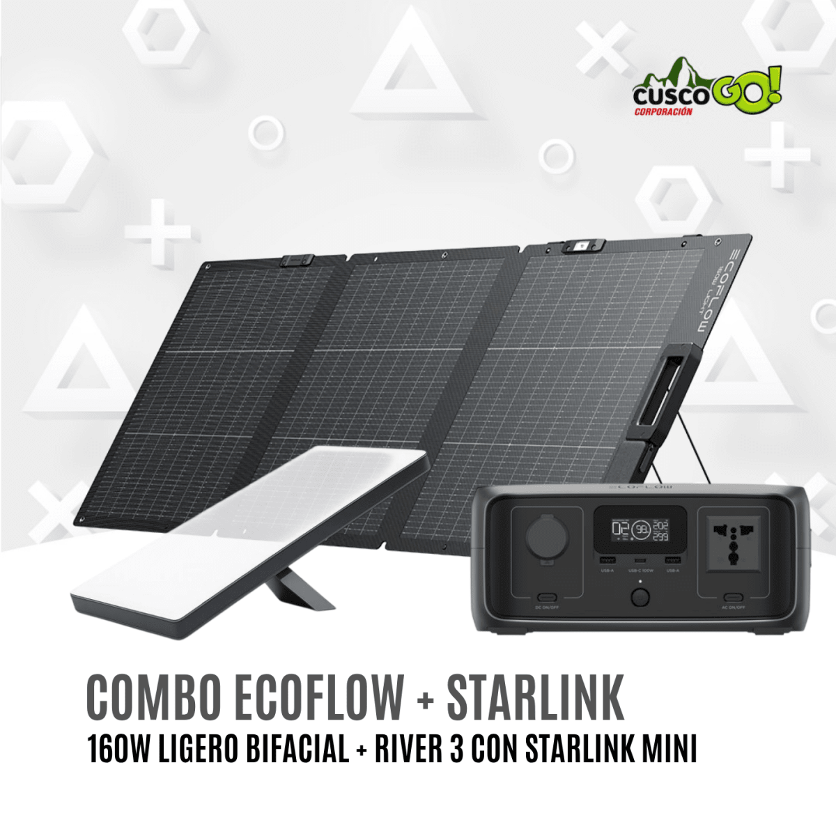 Combo EcoFlow RIVER 3 Batería Portátil con Panel Solar 160W y Starlink Mini 0