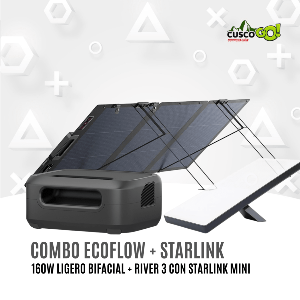Combo EcoFlow RIVER 3 Batería Portátil con Panel Solar 160W y Starlink Mini3