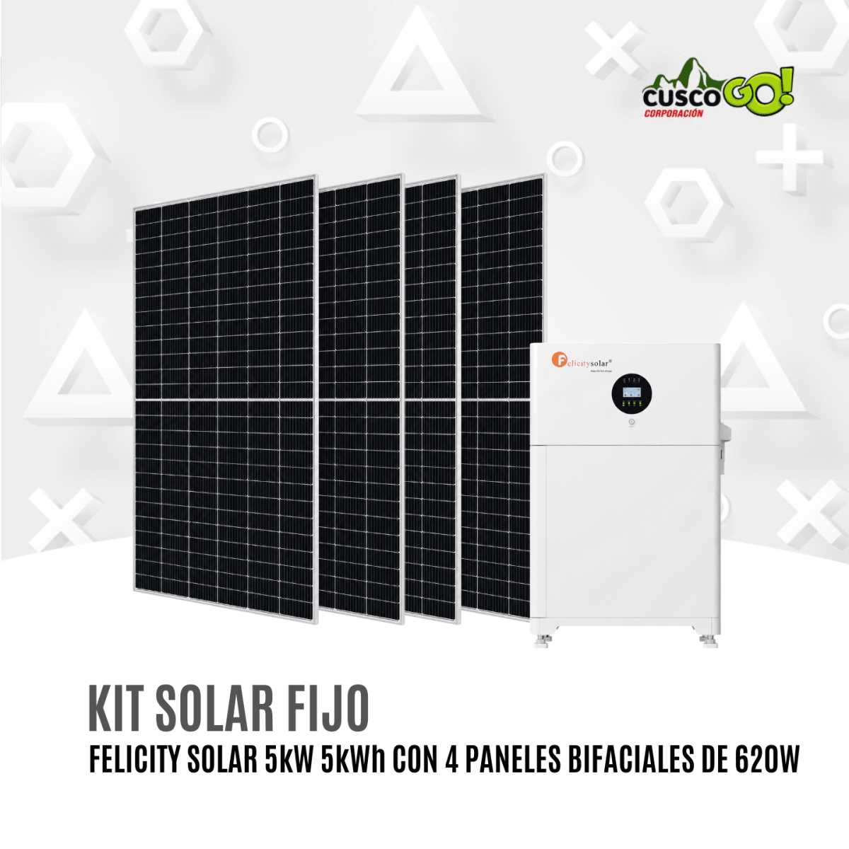 Kit Solar Felicity Solar 5kW 5kWh con 4 Paneles JA Solar 620W Bifacial 0
