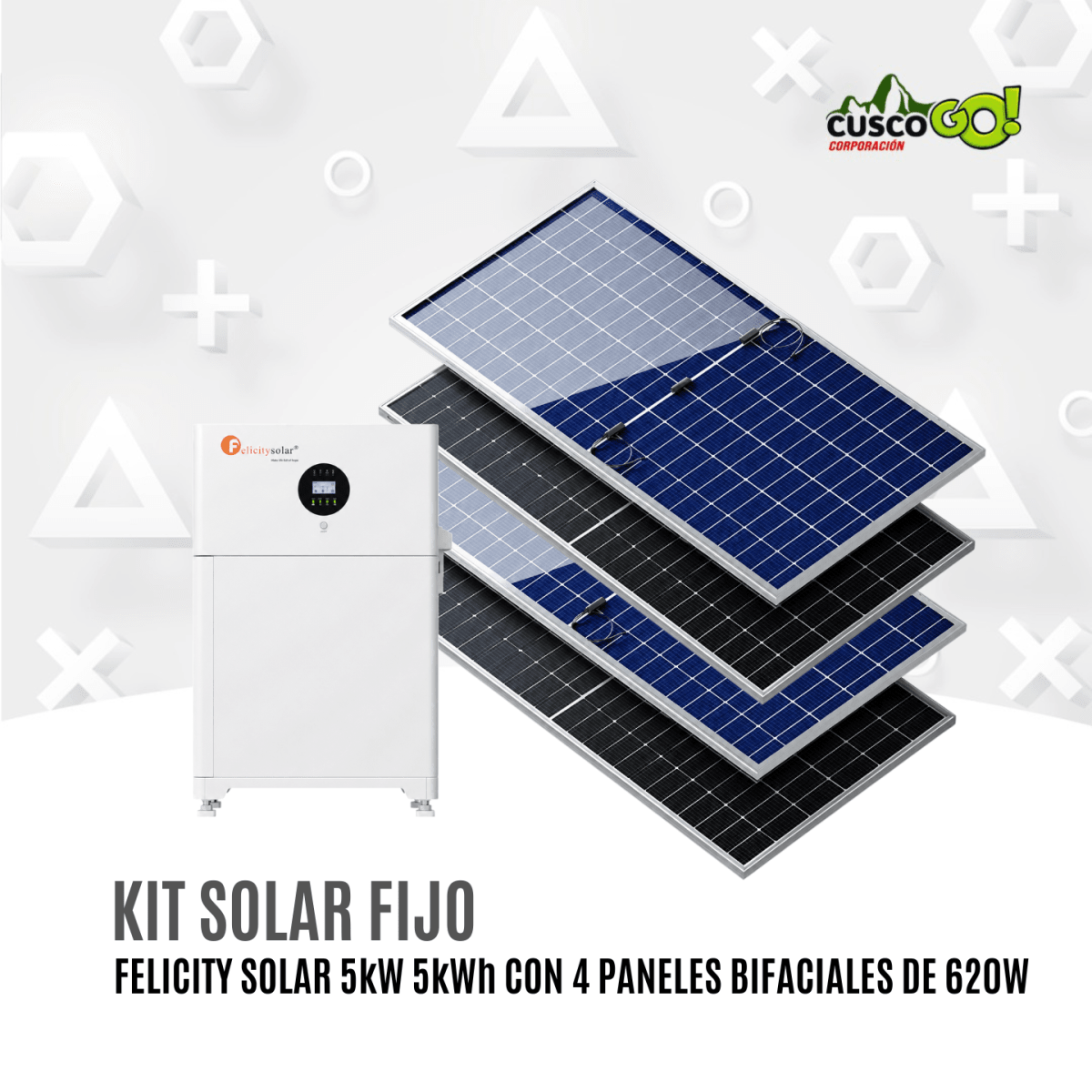 Kit Solar Felicity Solar 5kW 5kWh con 4 Paneles JA Solar 620W Bifacial2