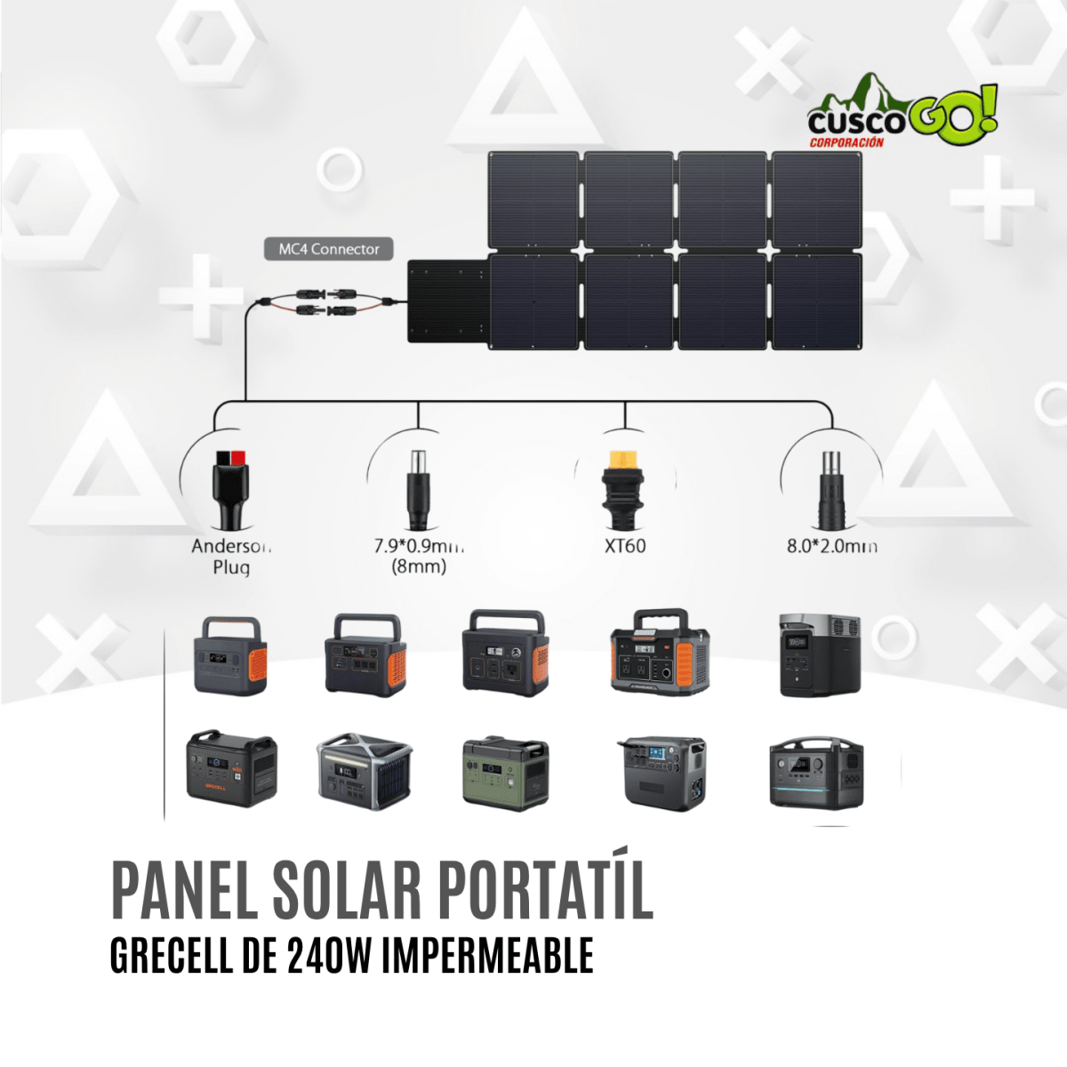 Panel Solar Portátil Grecell 240W Plegable Impermeable2