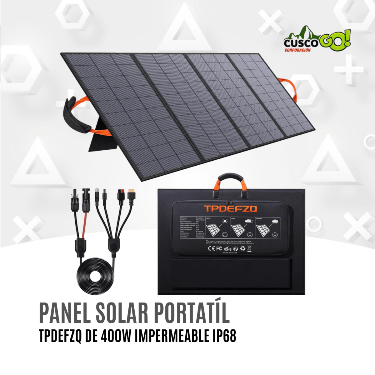 Panel Solar Portátil 400W Plegable Impermeable IP68 0