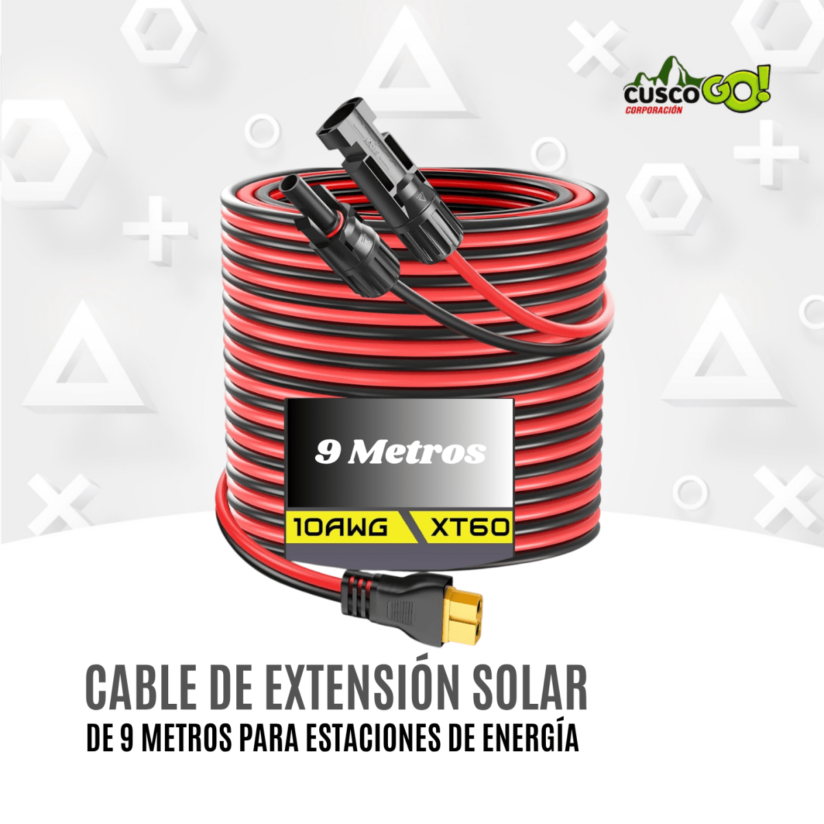 Cable Extensión Solar XT60 9 Metros para Estaciónes de Energía 0