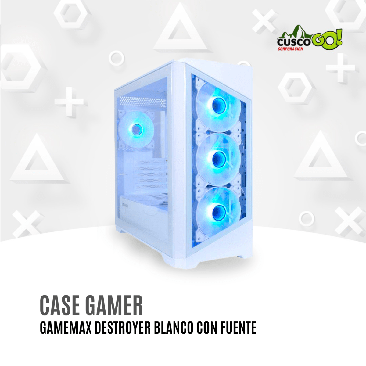 Case Gamer Gamemax Destroyer TGW Blanco con Fuente2