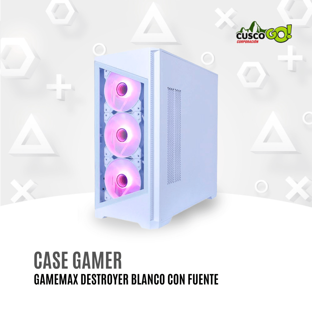 Case Gamer Gamemax Destroyer TGW Blanco con Fuente3