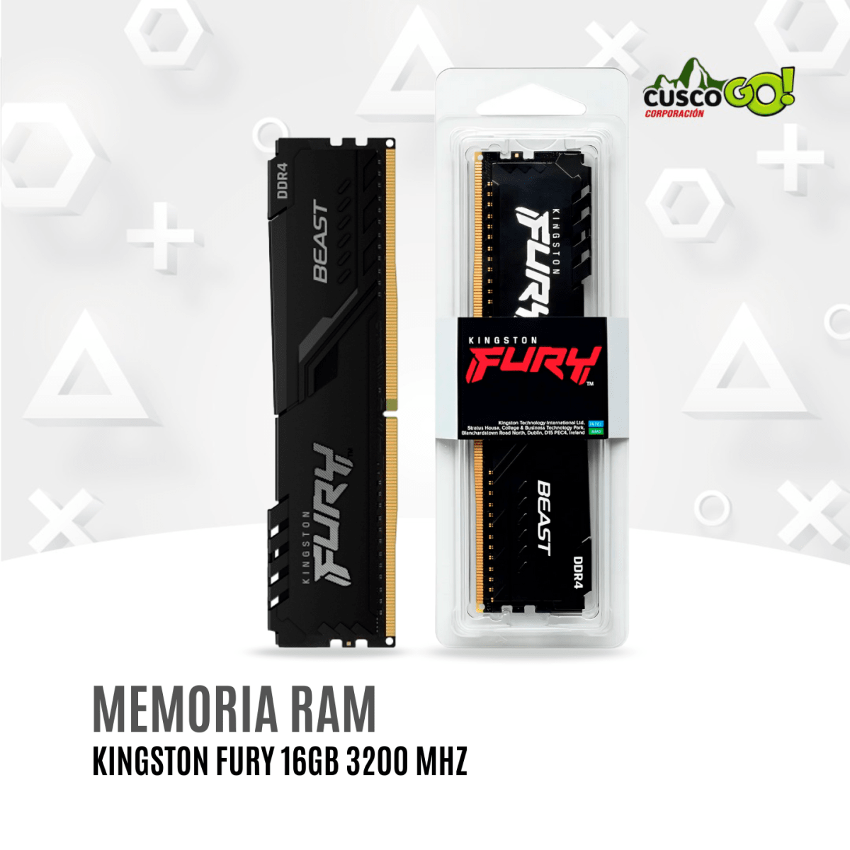 Memoria RAM Kingston Fury Beast 16GB DDR4 3200MHz CL161