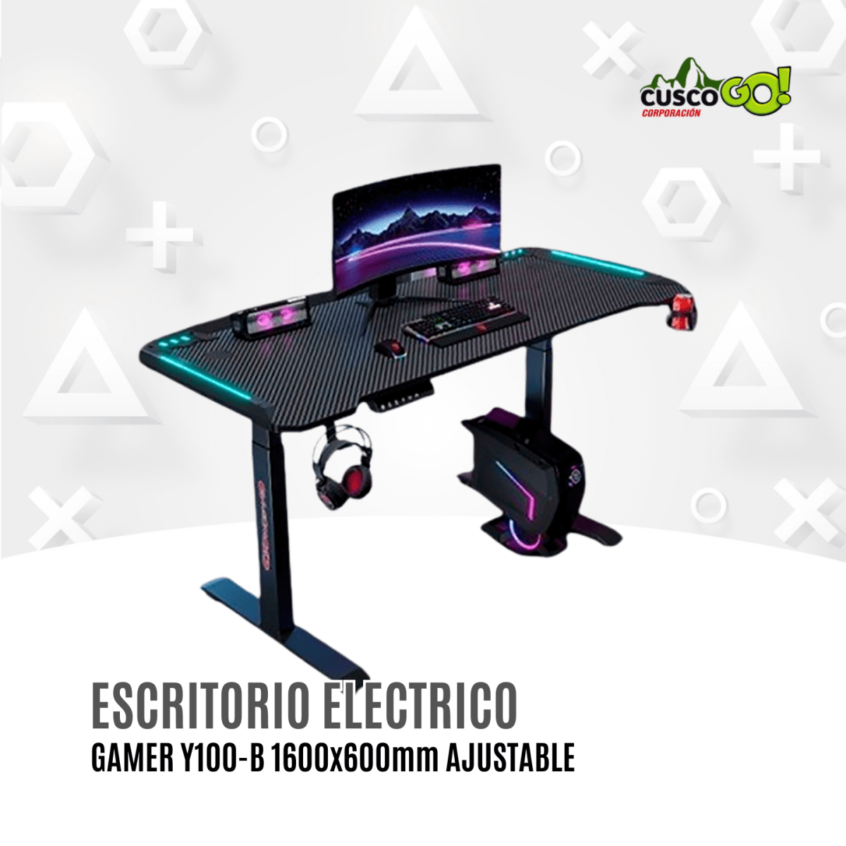 Escritorio Electrico Elevable Y100-B Negro 1600x600mm2