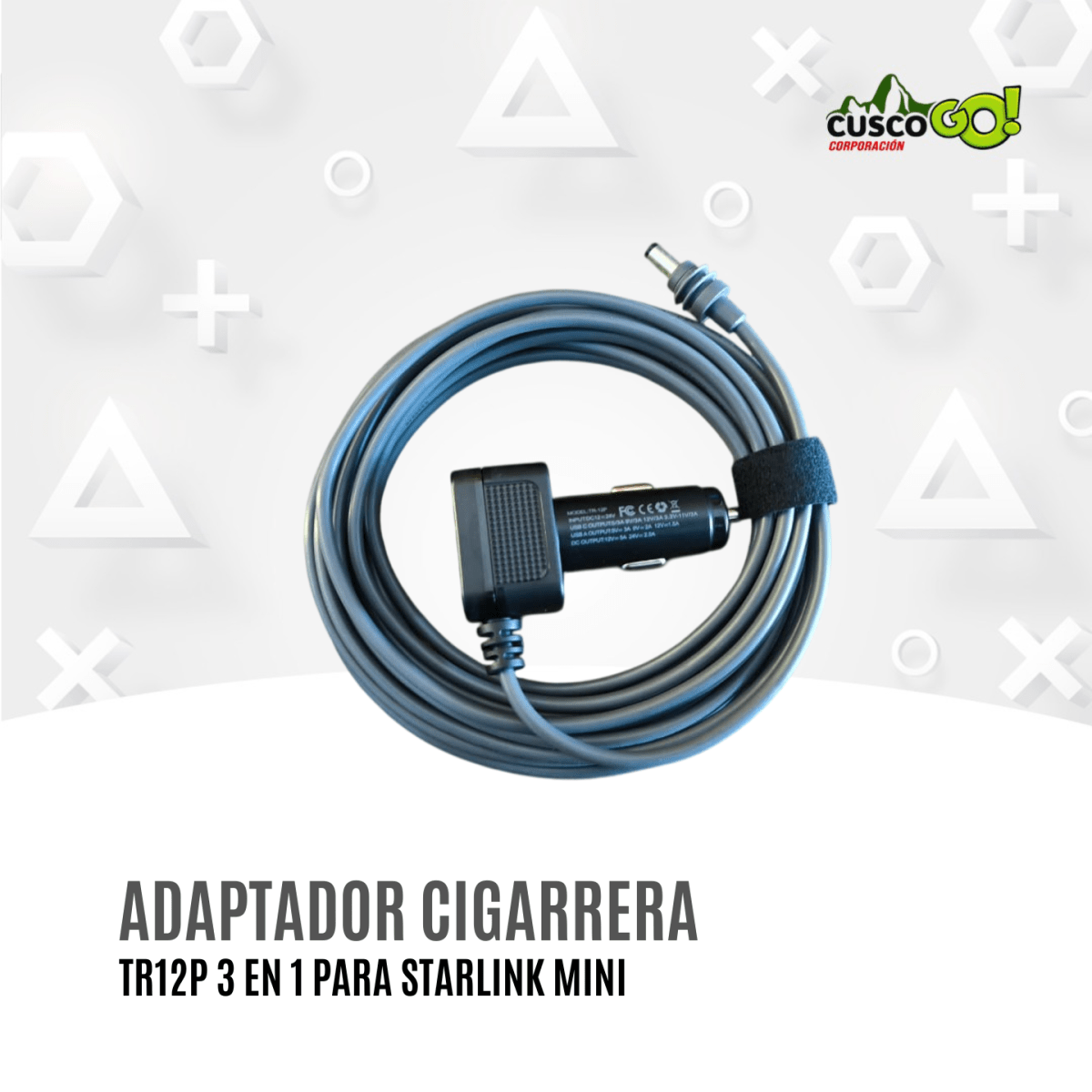 Adaptador de Cigarrera TR12P para Starlink Mini con USB-C y USB2