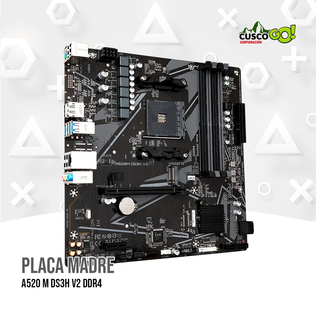 PLACA MADRE GIGABYTE A520M DS3H V2 SVL(REV. 1.0), AM4, DDR4, HDMI, DVI-D, DP, HD AUDIO. 0