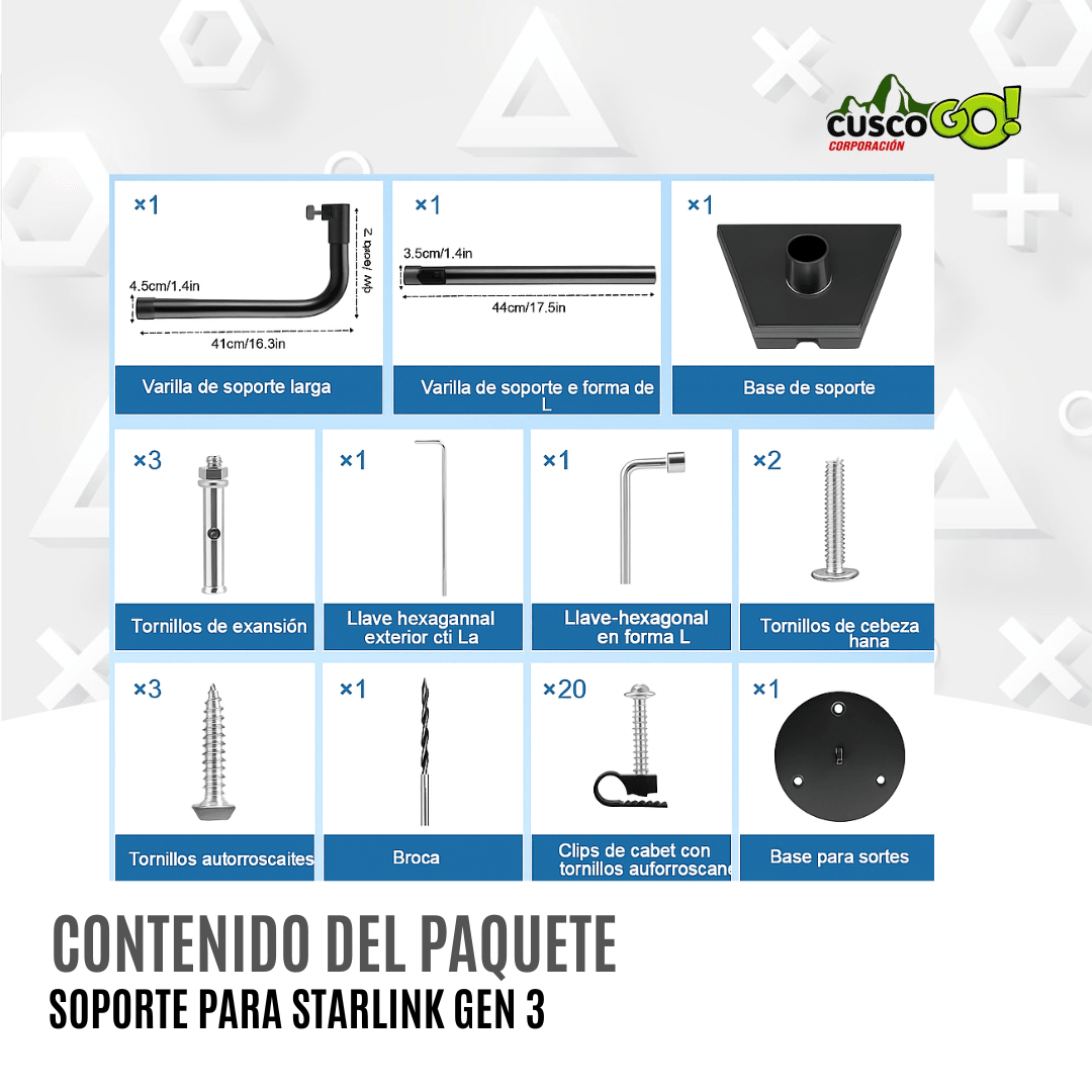 MONTURA STARLINK GEN 3, MONTAJE EN TECHO, PARED Y POSTE4