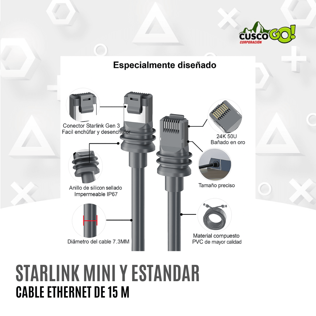 CABLE ETHERNET DE 15 M PARA STARLINK MINI2