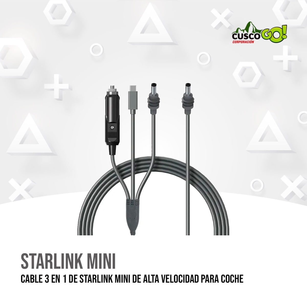 CABLE DE 10 M 3 EN 1 DE STARLINK MINI DE ALTA VELOCIDAD PARA COCHE 0