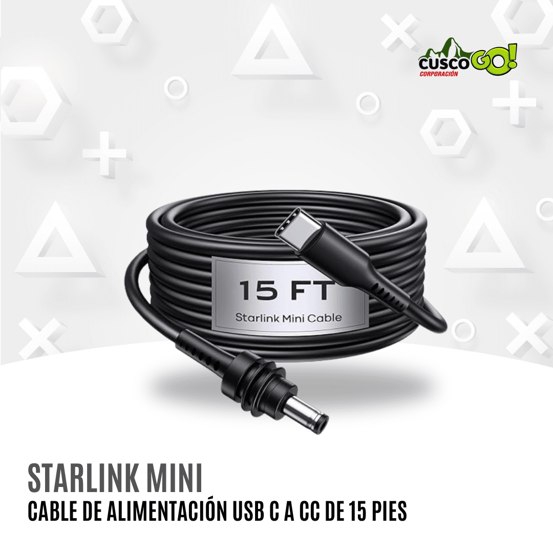 Cable USB-C a DC 5521 100 W para Starlink Mini de 15 pies (4.6 m), resistente e inteligente 0