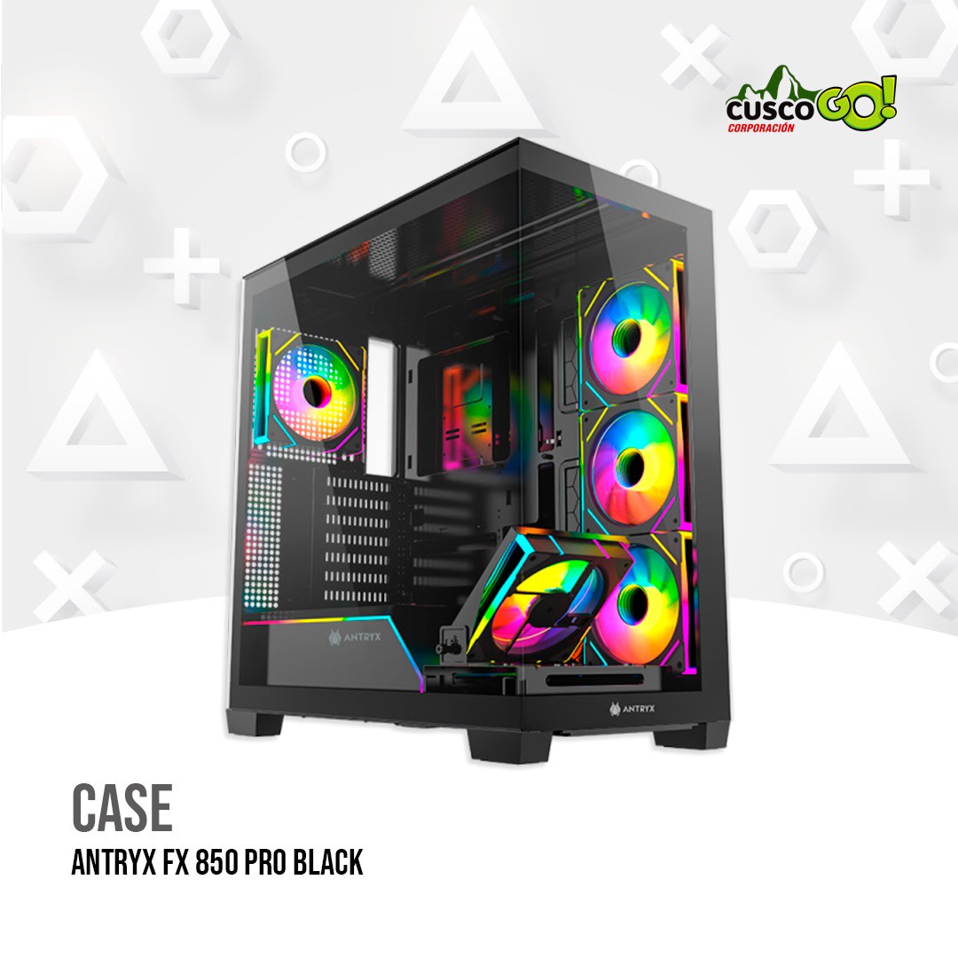 Case Antryx FX 850 Pro Black Mid Tower ARGB con 5 Ventiladores y USB C 0